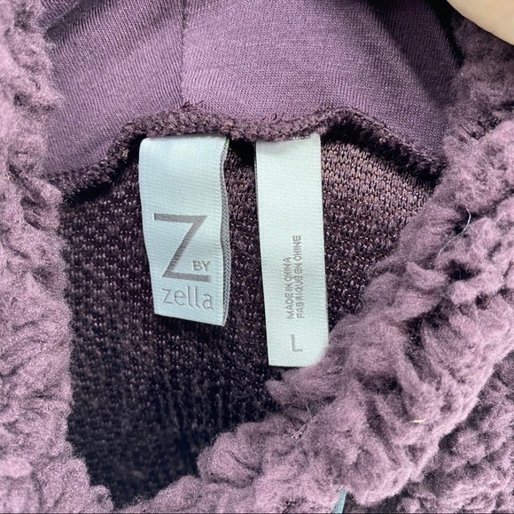 Z By Zella Sheila Fleece Hooded Pullover plum black. Sherpa.  Super soft. - Picture 12 of 14